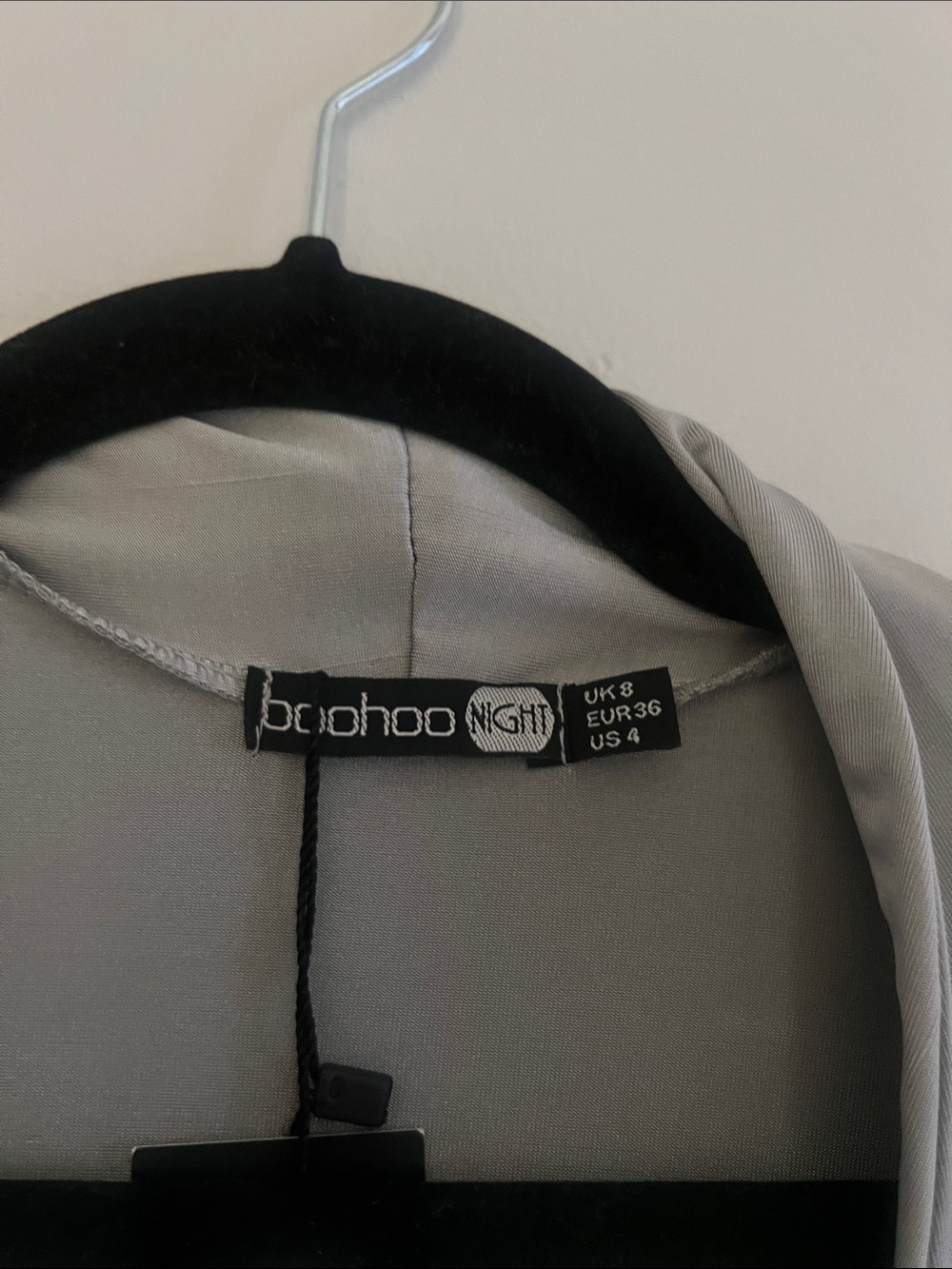 Boohoo Light Gray Drape Front Dress with Longline Cardigan - Picture 2 of 6